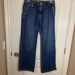 Old Navy Just Below The Waist Women's Wide Leg Denim Jeans Size 4 Draw String
